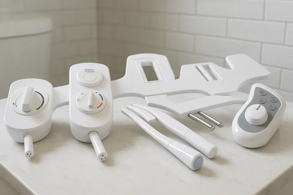 Different bidet attachment models showcasing key features to consider.