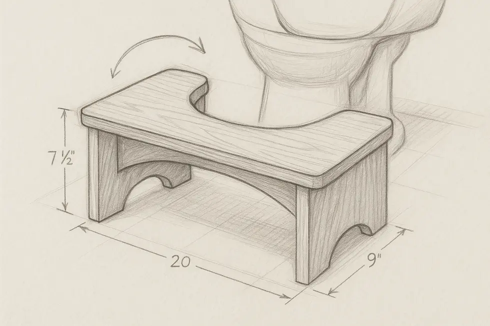 Design concepts for DIY ergonomic toilet stools.
