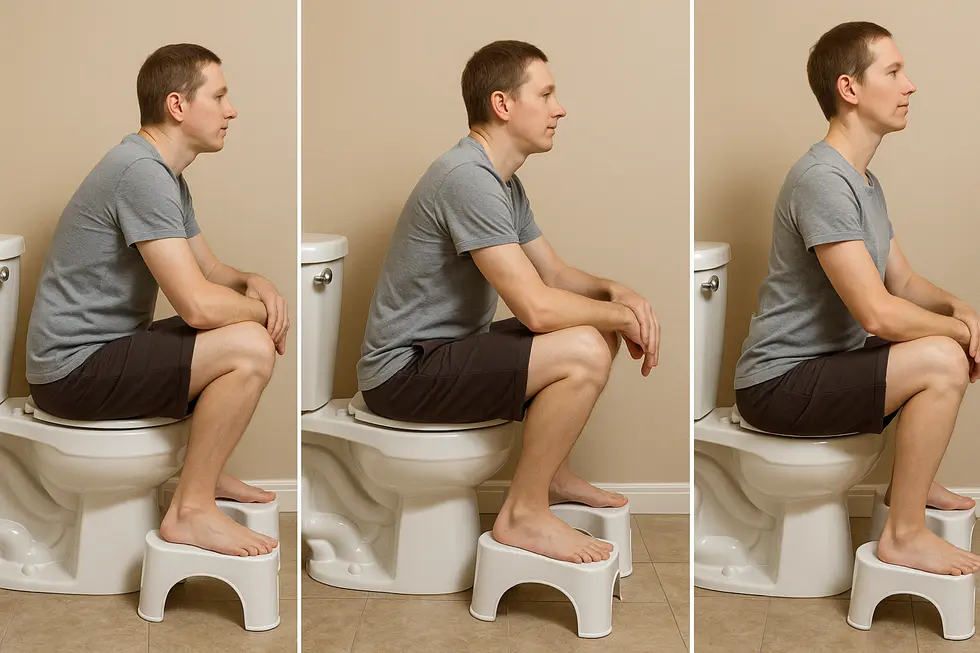 Illustration of standard and comfort height toilets with suitable stool heights.