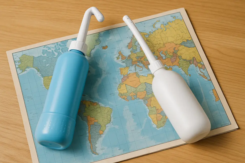 Various types of handheld portable bidets designed for different travel needs.