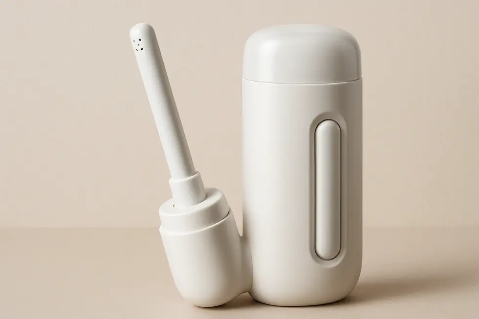 The compact and efficient design of a portable bidet nozzle.