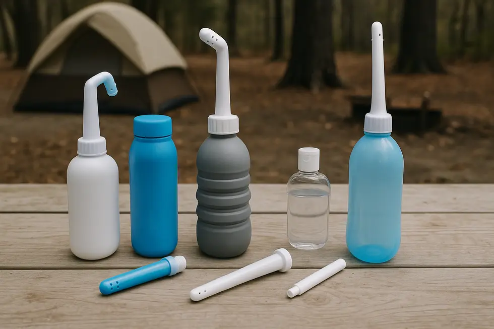 Portable bidets offer lightweight convenience and improved hygiene for backpackers.