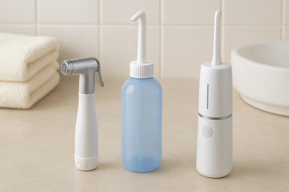 Diverse portable bidet designs cater to different hygiene needs.