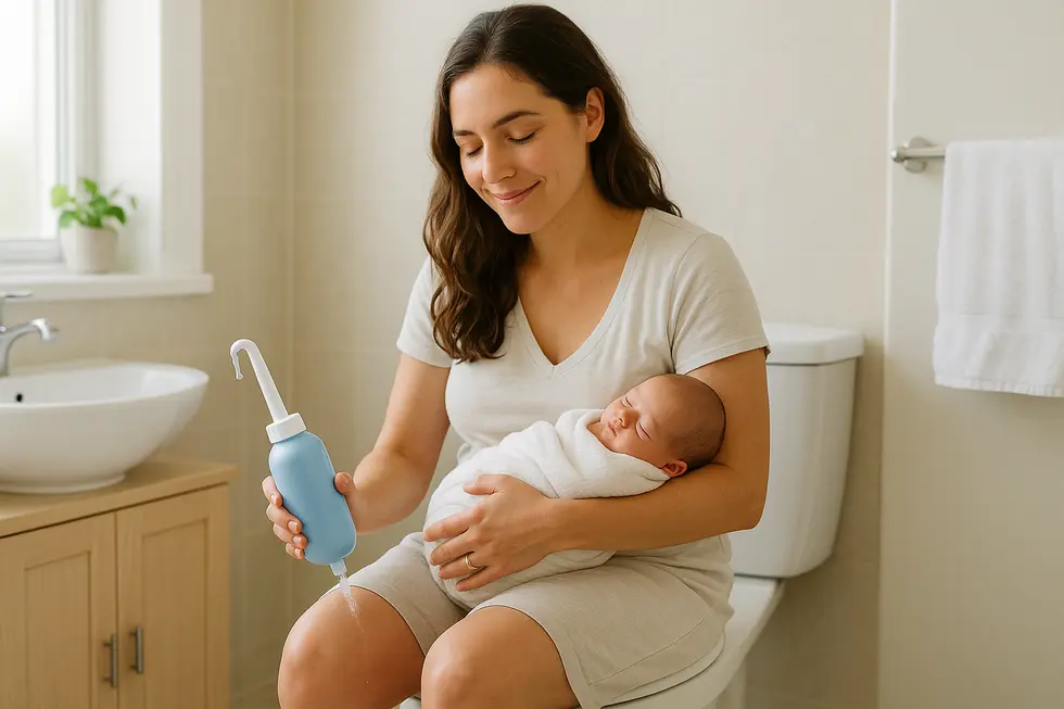 Portable bidet offering gentle relief for hemorrhoids.