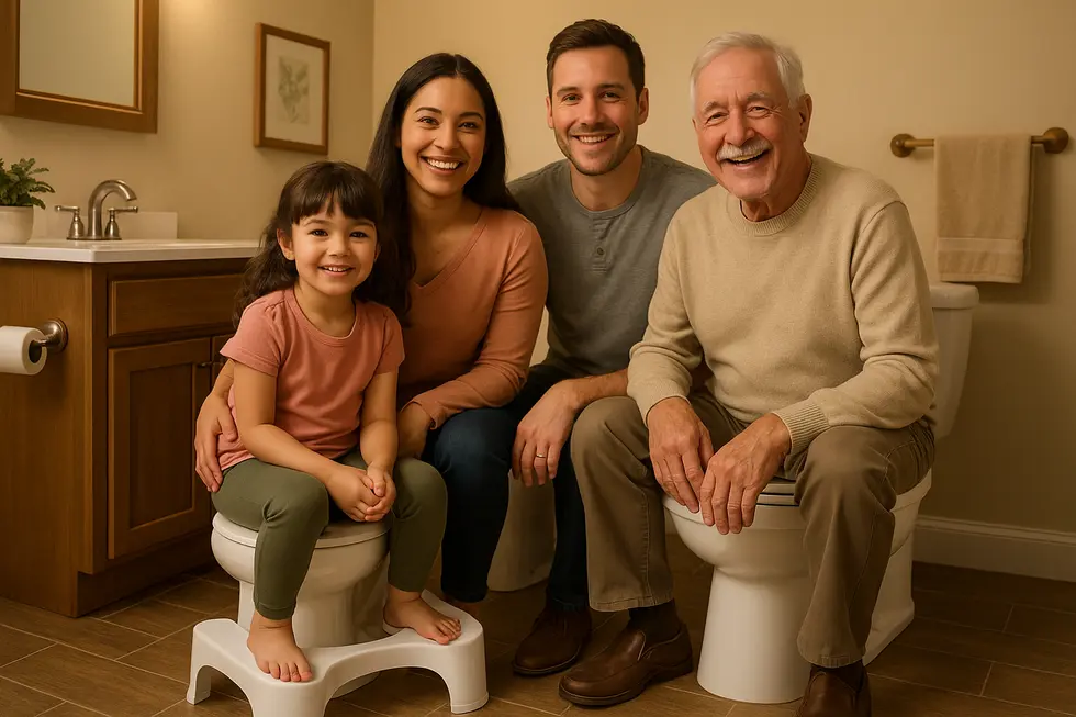 An advanced adjustable toilet stool featuring seamless height adjustment in a modern bathroom setting.