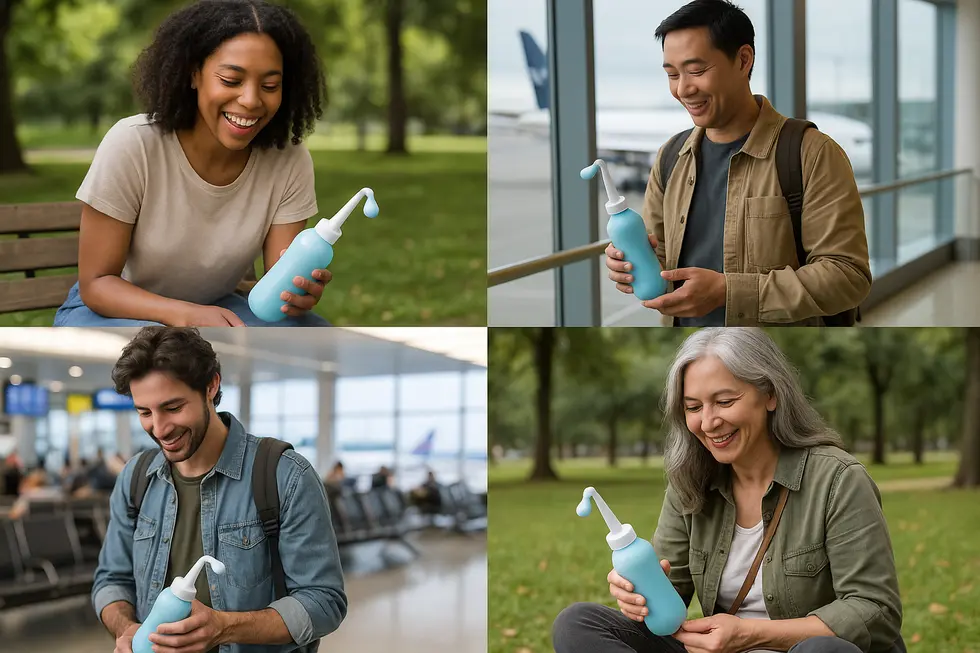 A travel squeeze bottle bidet showcasing modern design features like adjustable nozzles.