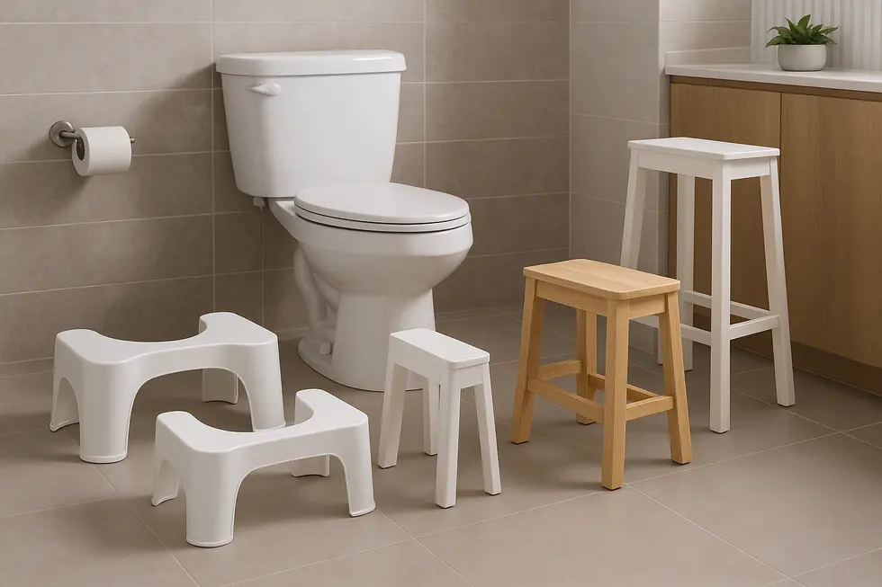 Various toilet stool heights in a modern bathroom demonstrating design and functionality.