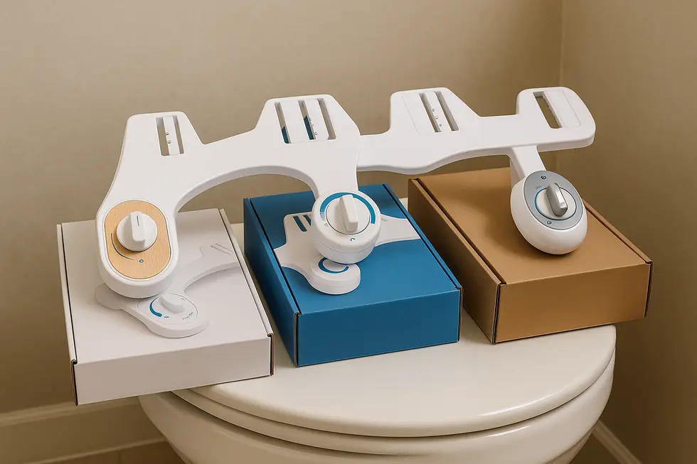 Different bidet attachment models showcasing key features to consider.