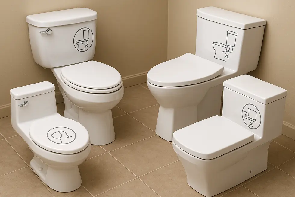 Standard toilet with a bidet attachment, demonstrating straightforward compatibility.