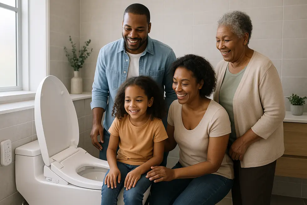 A smart bidet toilet seat with advanced technological features enhancing user experience.