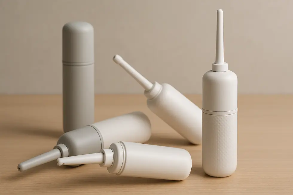 Showcasing modern design innovations in mini portable bidet technology.