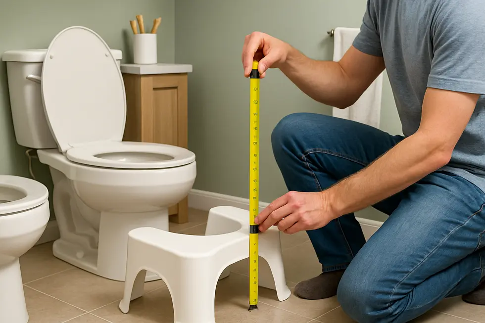Illustrating ergonomic guidelines for selecting the best height for toilet stools based on toilet seat heights.