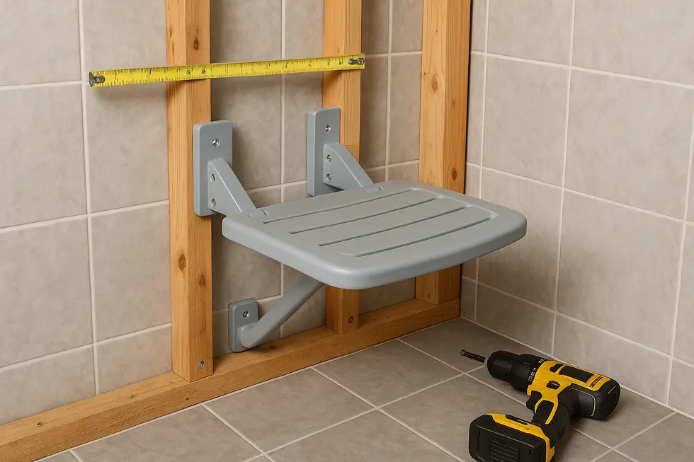 A variety of materials used in wall-mounted shower seats, highlighting their durability and aesthetic appeal.