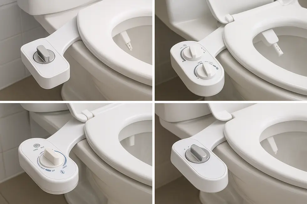Showcasing the advanced features of non-electric bidet attachments.