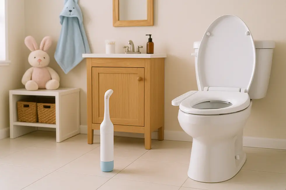 Comparison of a portable bidet and a washlet, highlighting key technological differences.