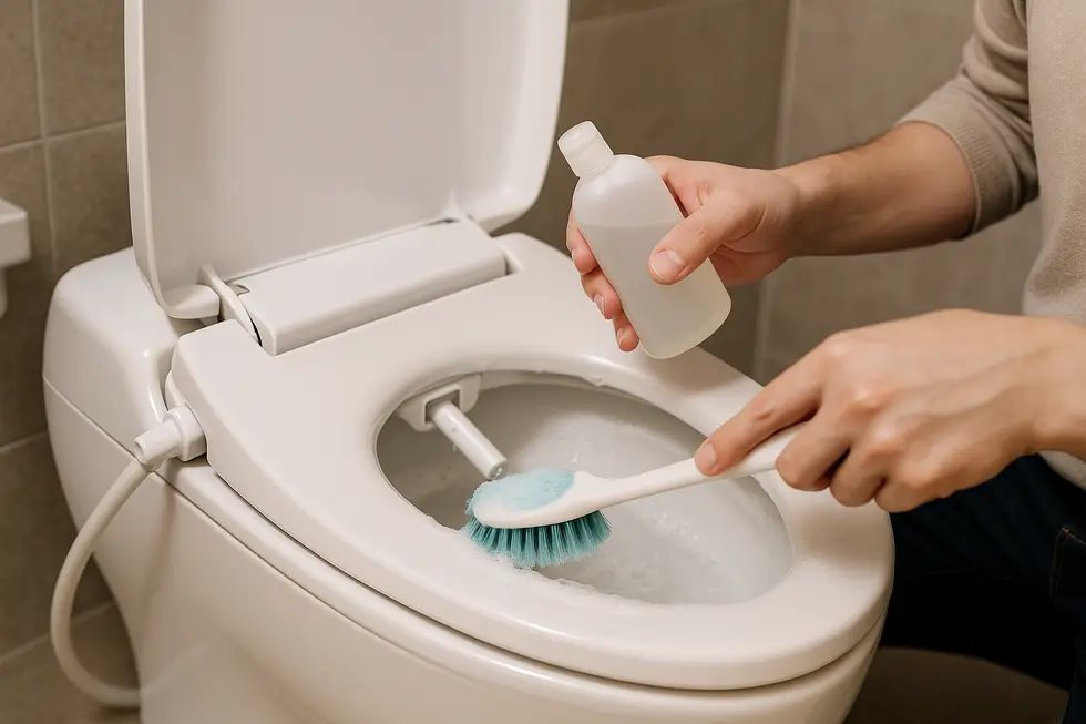 The innovative self-cleaning bidet nozzle showcasing its stainless steel design and automated cleaning function.