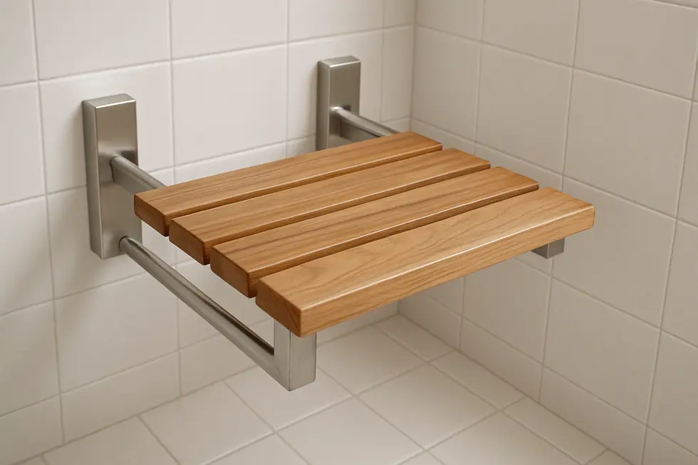 Eco-design strategies in sustainable wall mounted shower seats.