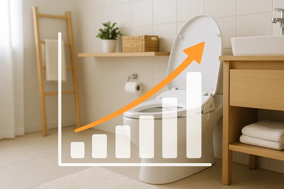 Advanced bidet attachments with warm water systems provide enhanced user comfort.