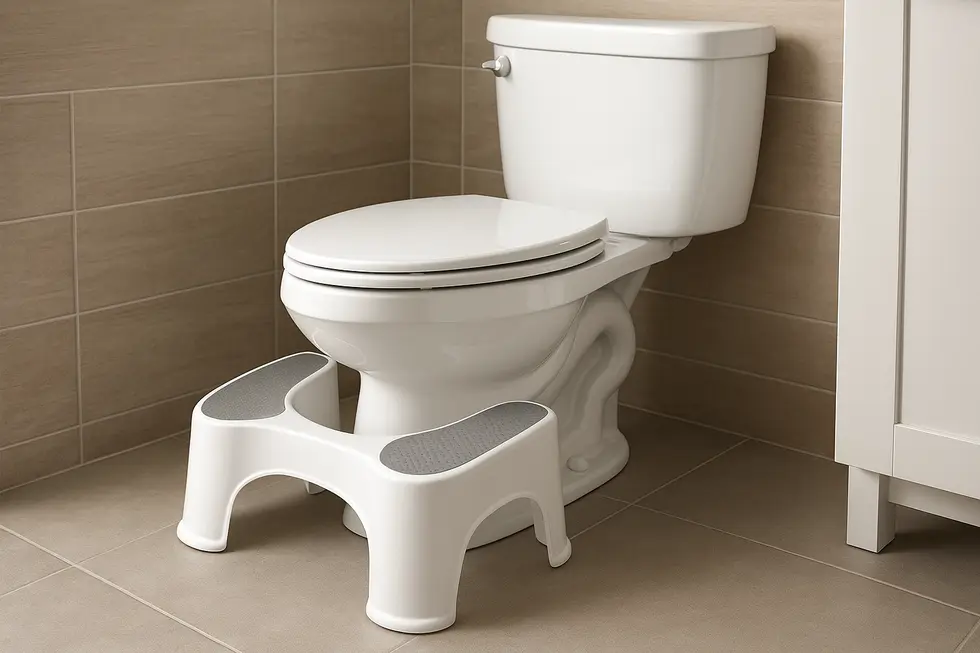 An ergonomic toilet stool designed to promote healthy posture.