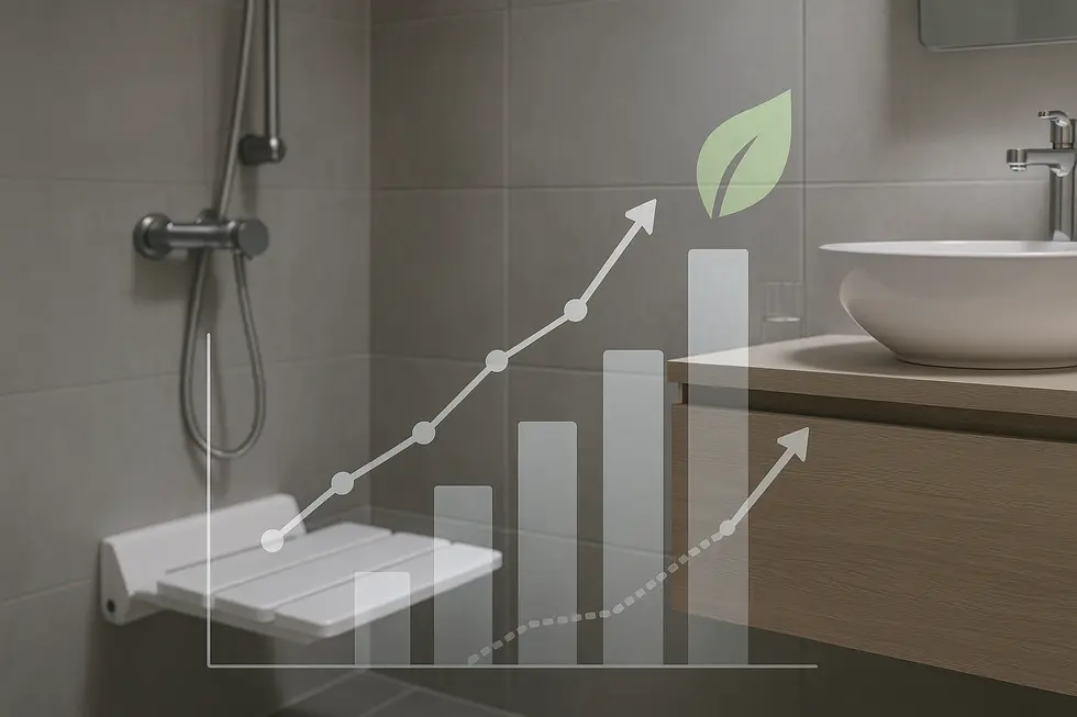 Eco-design strategies in sustainable wall mounted shower seats.