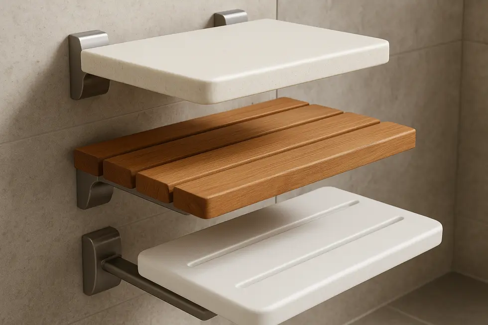 Explore different materials for wall mounted shower seats, focusing on durability and aesthetic.