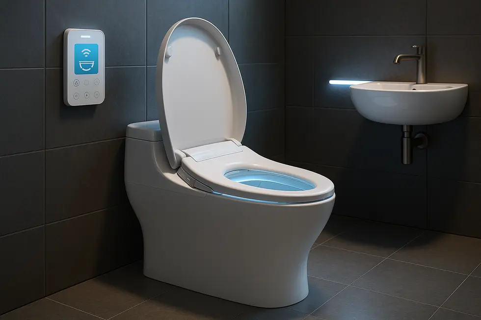 An ergonomic toilet stool designed to promote healthy posture.