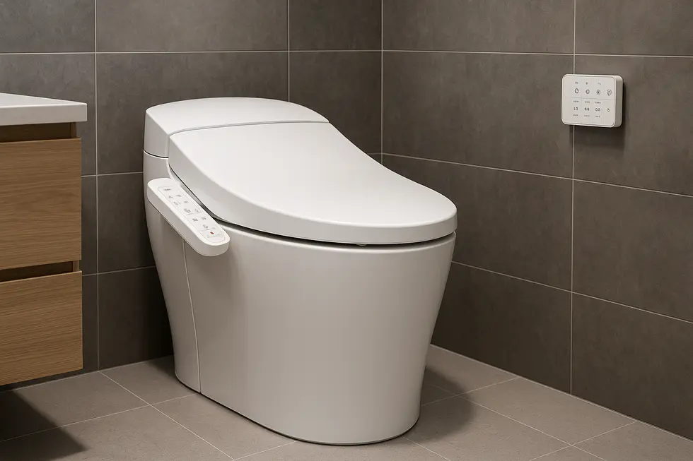 A high-tech bidet toilet featuring cutting-edge electronic functions.