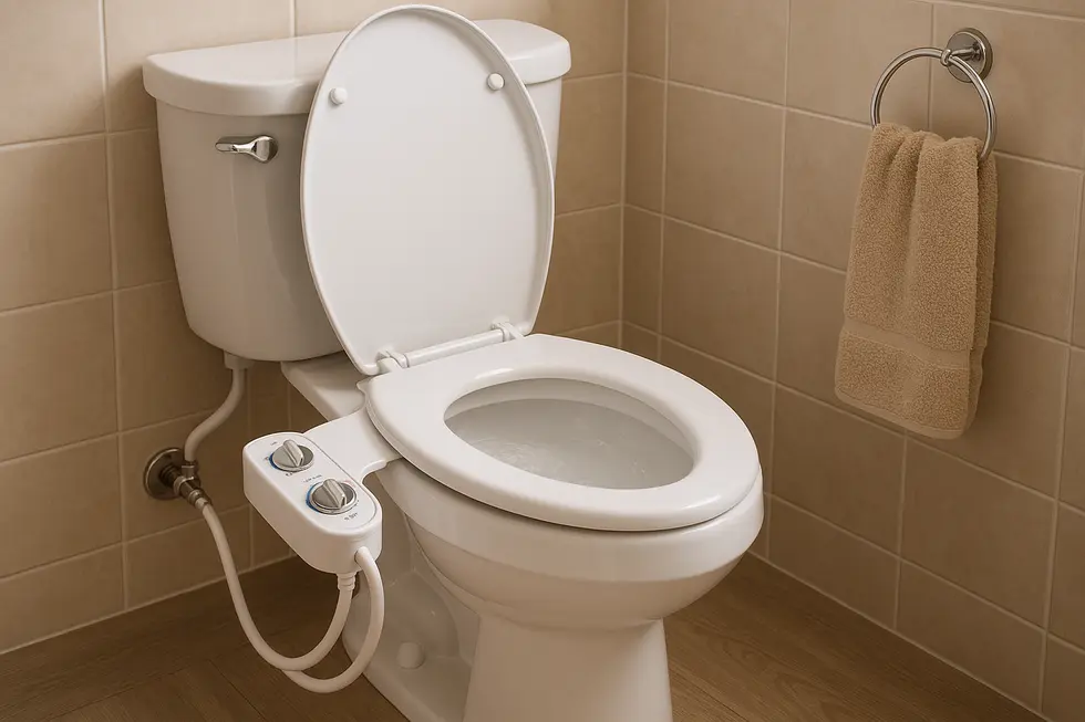An array of bidet parts illustrating technological innovations in design.