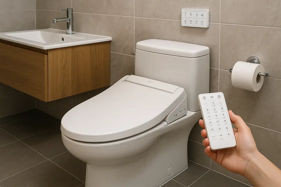 Diverse selection of bidet nozzles and valve components for replacement.