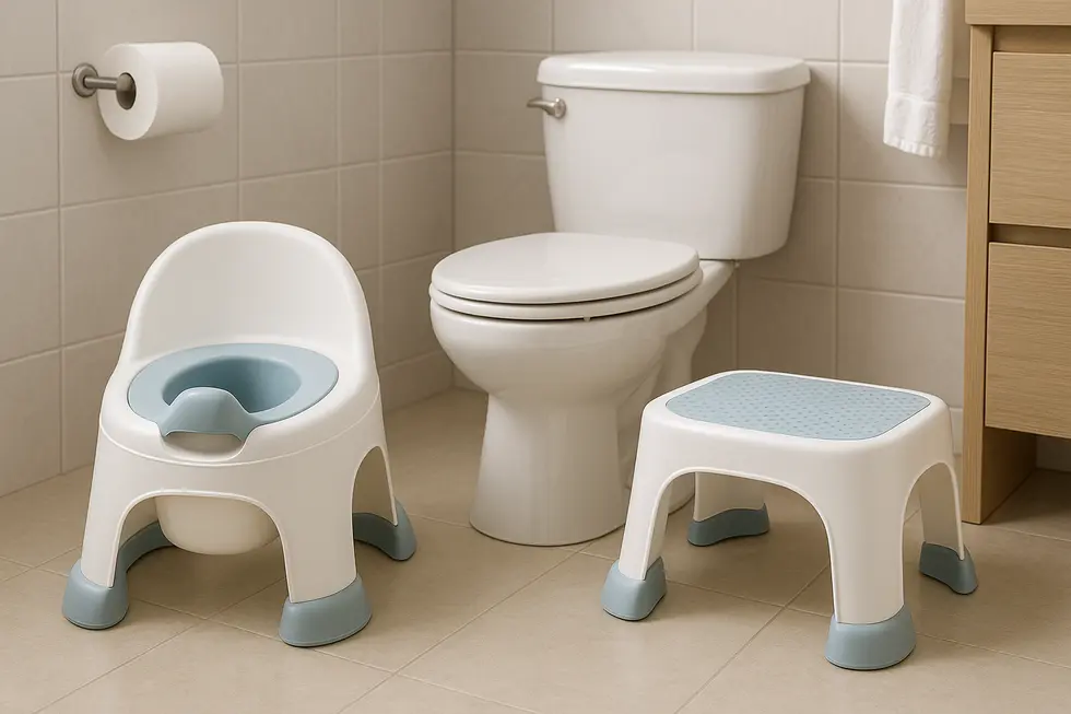 A well-designed kids toilet stool with safety features such as a non-slip surface and sturdy build.