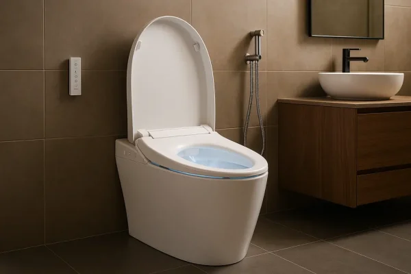 Stylish bathroom with a heated water bidet.