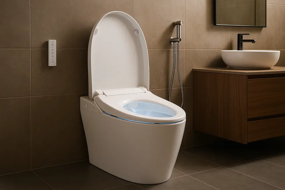 Stylish bathroom with a heated water bidet.