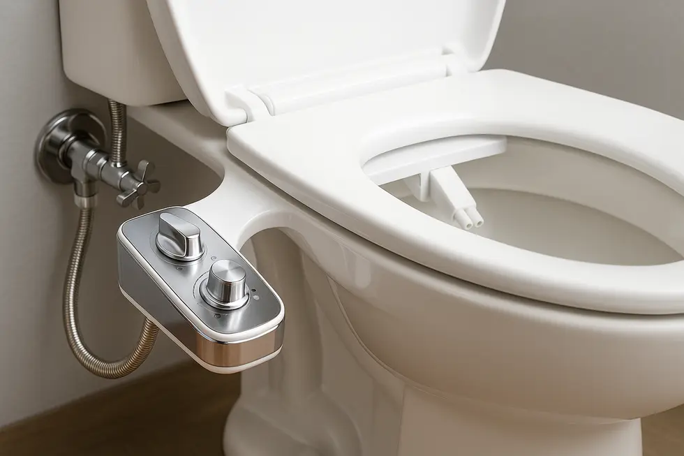 Advanced design features of top non-electric bidet systems showcased in a modern bathroom setting.